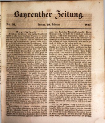 Bayreuther Zeitung Freitag 28. Februar 1845