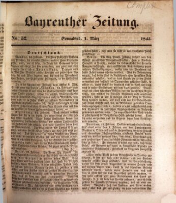 Bayreuther Zeitung Samstag 1. März 1845