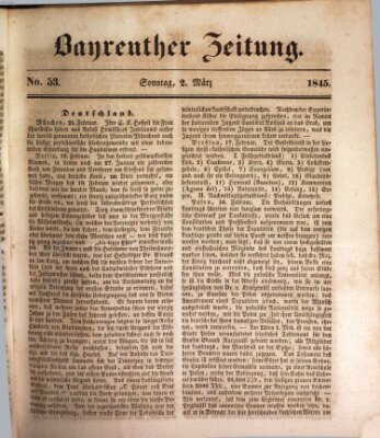 Bayreuther Zeitung Sonntag 2. März 1845