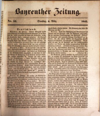 Bayreuther Zeitung Dienstag 4. März 1845