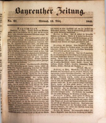 Bayreuther Zeitung Mittwoch 12. März 1845