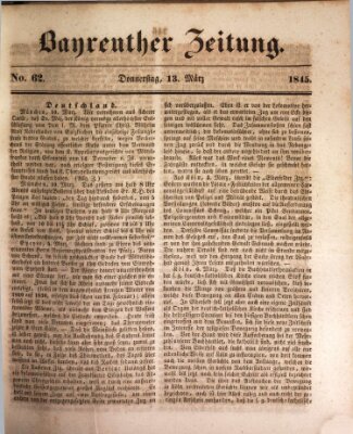 Bayreuther Zeitung Donnerstag 13. März 1845