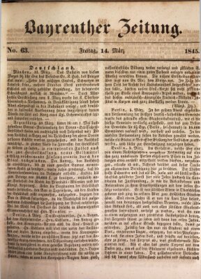 Bayreuther Zeitung Freitag 14. März 1845