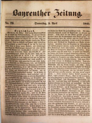 Bayreuther Zeitung Donnerstag 3. April 1845