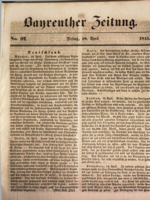 Bayreuther Zeitung Freitag 18. April 1845