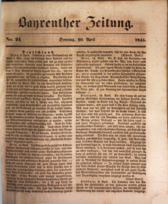 Bayreuther Zeitung Sonntag 20. April 1845