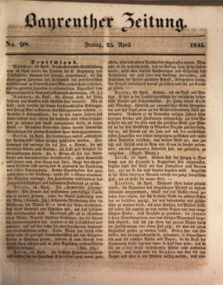 Bayreuther Zeitung Freitag 25. April 1845