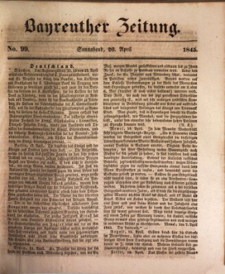 Bayreuther Zeitung Samstag 26. April 1845