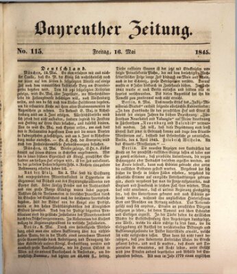 Bayreuther Zeitung Freitag 16. Mai 1845