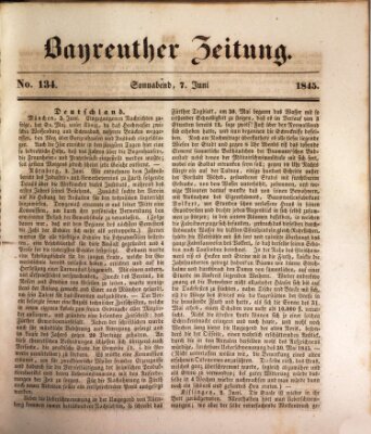 Bayreuther Zeitung Samstag 7. Juni 1845