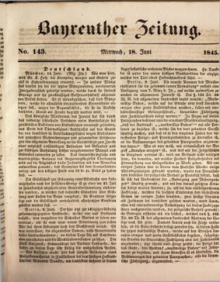 Bayreuther Zeitung Mittwoch 18. Juni 1845