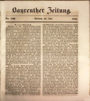 Bayreuther Zeitung Mittwoch 25. Juni 1845