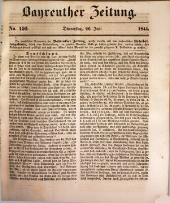 Bayreuther Zeitung Donnerstag 26. Juni 1845