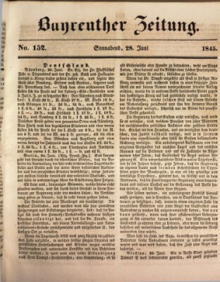 Bayreuther Zeitung Samstag 28. Juni 1845