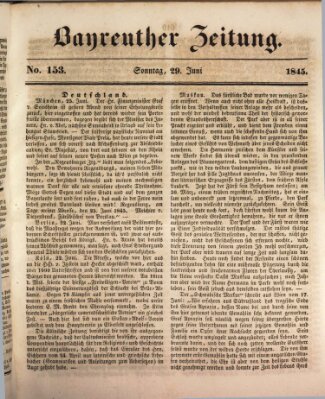 Bayreuther Zeitung Sonntag 29. Juni 1845