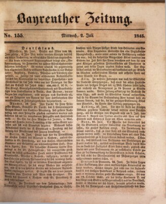 Bayreuther Zeitung Mittwoch 2. Juli 1845