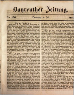 Bayreuther Zeitung Donnerstag 3. Juli 1845