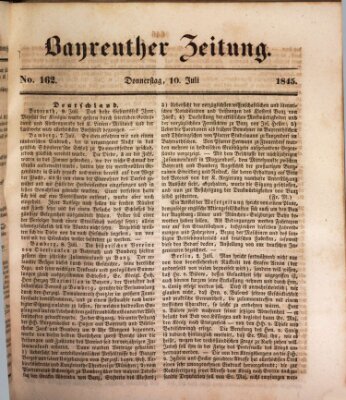 Bayreuther Zeitung Donnerstag 10. Juli 1845