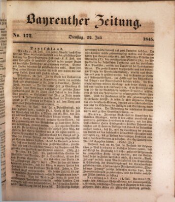 Bayreuther Zeitung Dienstag 22. Juli 1845