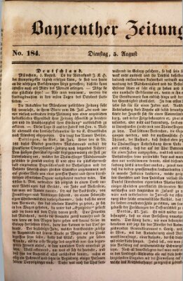 Bayreuther Zeitung Dienstag 5. August 1845