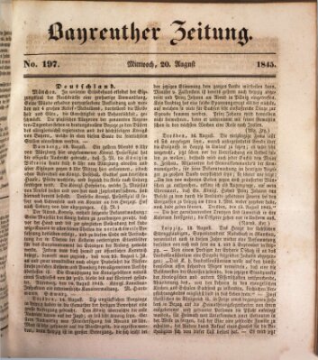 Bayreuther Zeitung Mittwoch 20. August 1845