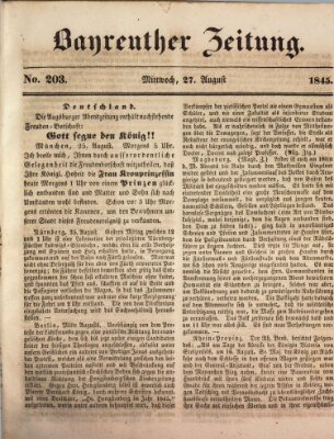 Bayreuther Zeitung Mittwoch 27. August 1845