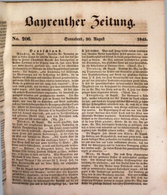 Bayreuther Zeitung Samstag 30. August 1845