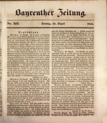 Bayreuther Zeitung Sonntag 31. August 1845