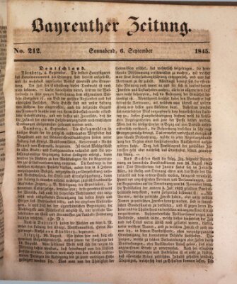 Bayreuther Zeitung Samstag 6. September 1845