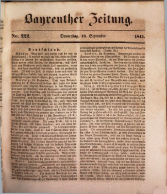 Bayreuther Zeitung Donnerstag 18. September 1845