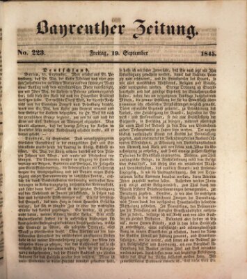 Bayreuther Zeitung Freitag 19. September 1845