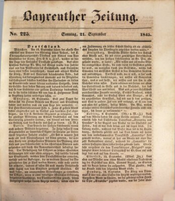 Bayreuther Zeitung Sonntag 21. September 1845