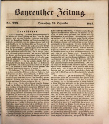 Bayreuther Zeitung Donnerstag 25. September 1845