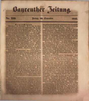 Bayreuther Zeitung Freitag 26. September 1845