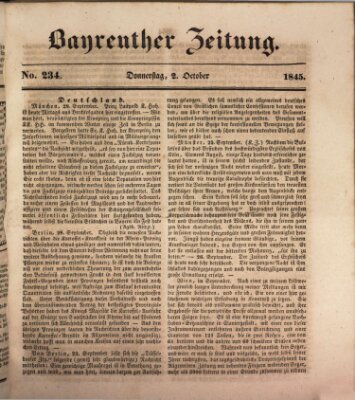 Bayreuther Zeitung Donnerstag 2. Oktober 1845