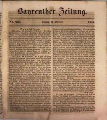 Bayreuther Zeitung Freitag 3. Oktober 1845