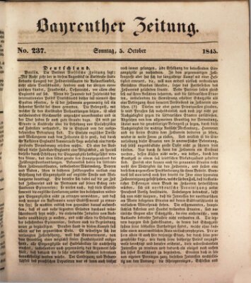 Bayreuther Zeitung Sonntag 5. Oktober 1845