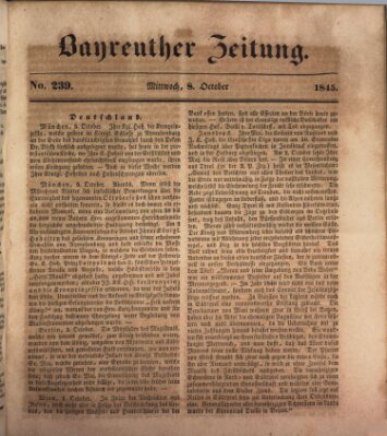 Bayreuther Zeitung Mittwoch 8. Oktober 1845