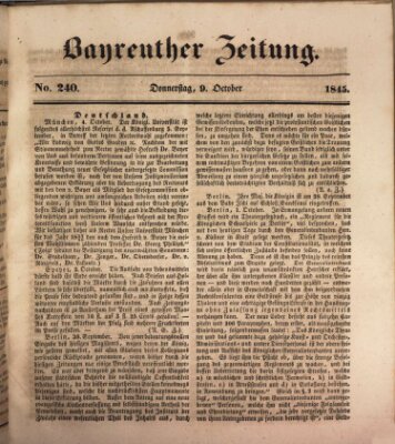 Bayreuther Zeitung Donnerstag 9. Oktober 1845