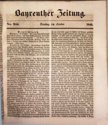 Bayreuther Zeitung Dienstag 14. Oktober 1845