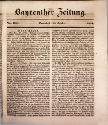 Bayreuther Zeitung Samstag 18. Oktober 1845