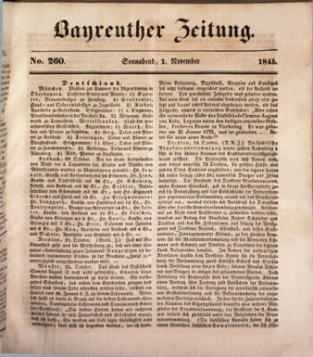 Bayreuther Zeitung Samstag 1. November 1845