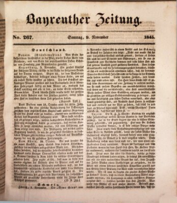 Bayreuther Zeitung Sonntag 9. November 1845