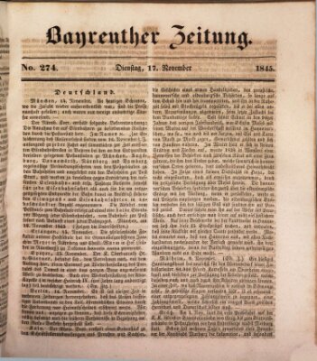 Bayreuther Zeitung Montag 17. November 1845