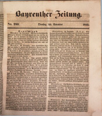 Bayreuther Zeitung Dienstag 25. November 1845