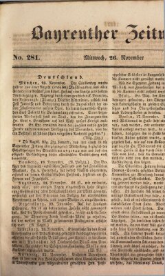 Bayreuther Zeitung Mittwoch 26. November 1845