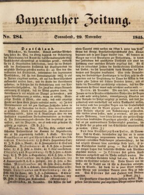 Bayreuther Zeitung Samstag 29. November 1845