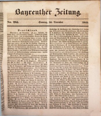 Bayreuther Zeitung Sonntag 30. November 1845