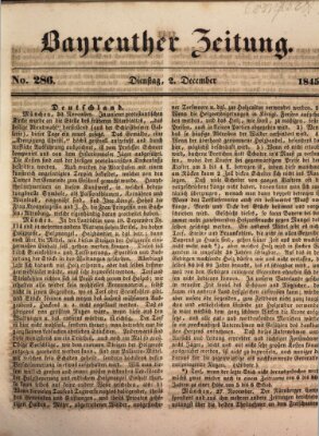 Bayreuther Zeitung Dienstag 2. Dezember 1845