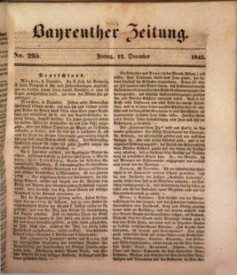 Bayreuther Zeitung Freitag 12. Dezember 1845